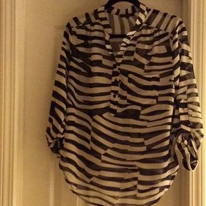 Sheer - PAPERMOON Blouse, Black and White, L, EUC